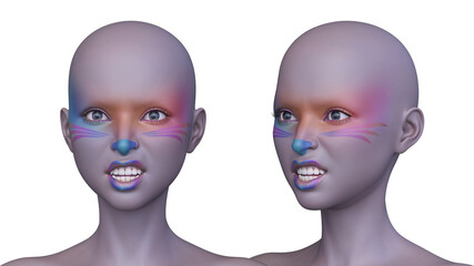 女性の顔アップ　3DCGレンダリング