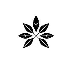 Geometric Leaf Design: Minimalist Botanical Illustration, Black and White Floral Pattern, Nature-Inspired Vector Graphic