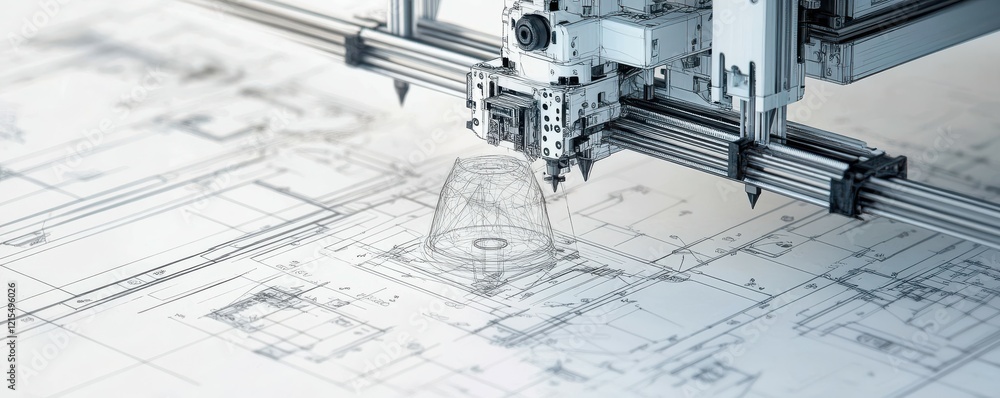 Aufkleber advanced 3d printing machine overlays architectural blueprint for precision engineering