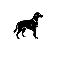 Black Dog Silhouette: Elegant Canine Vector Graphic. Perfect for pet lovers, animal illustrations, and graphic design projects. Download this high-quality image today!