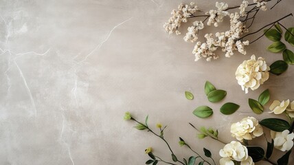 Elegant floral arrangement on light marble background