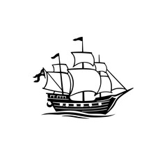 Vintage Sailing Ship: A Classic Maritime Vessel on the Open Sea. Embark on an Epic Voyage of Exploration and Discovery