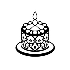 Ornate Cake with Candle: A Delicious Birthday Treat. Perfect for celebrations, this intricately designed cake is a symbol of sweetness and joy.