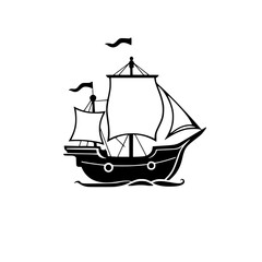 Vintage Caravel Ship Silhouette: A Nautical Vector Graphic. Perfect for travel, adventure, and historical designs.