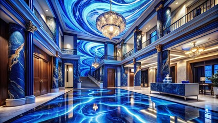 Obraz premium Sapphire Blue Marble Background: Abstract Architectural Texture