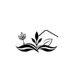 Elegant Black and White Floral Design: Botanical Illustration, Minimalist Nature Icon, Simple Vector Graphic