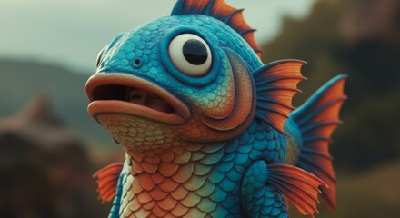 Dressed up in a Fish Animal Costume, Swimming Fins Suit, Halloween Apparel XL Format Illustration