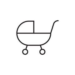 Baby carriage icon Outline set in black and white color