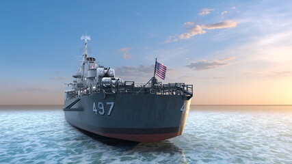 イージス艦　3DCGレンダリング