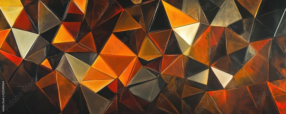 Poster geometric abstract art with warm tones and angular shapes