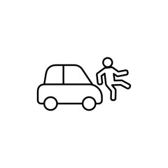 Car accident icon Outline set in black and white color