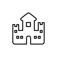 Castle icon Outline set in black and white color