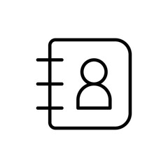 Contact book icon Outline set in black and white color