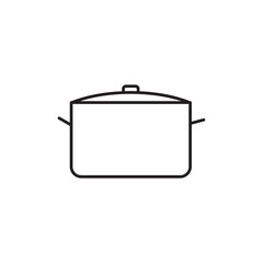 Cooking pot icon Outline set in black and white color