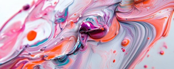 Obraz premium Vibrant swirls of pink and orange abstract paint art with flowing movement