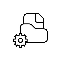 Data management icon Outline set in black and white color