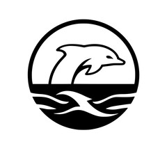 Elegant Dolphin Leaping in Ocean Waves: A Captivating Marine Wildlife Logo Design