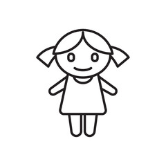 Doll icon Outline set in black and white color