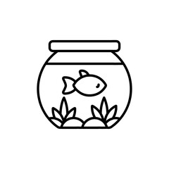 Fish bowl icon Outline set in black and white color