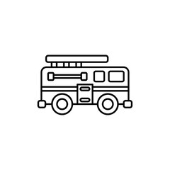 Fire truck icon Outline set in black and white color