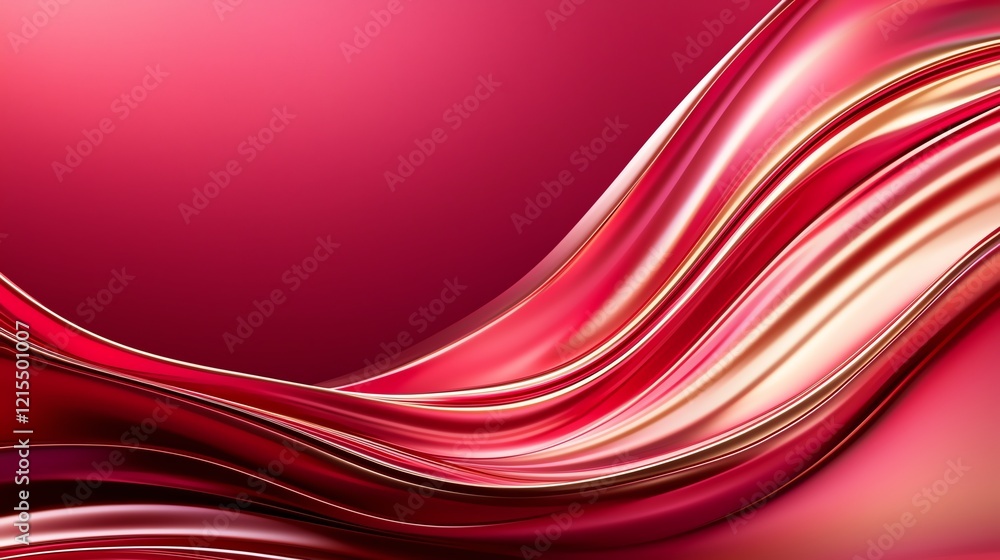 Poster abstract design with flowing red and gold waves, creating a sense of elegance and movement against a