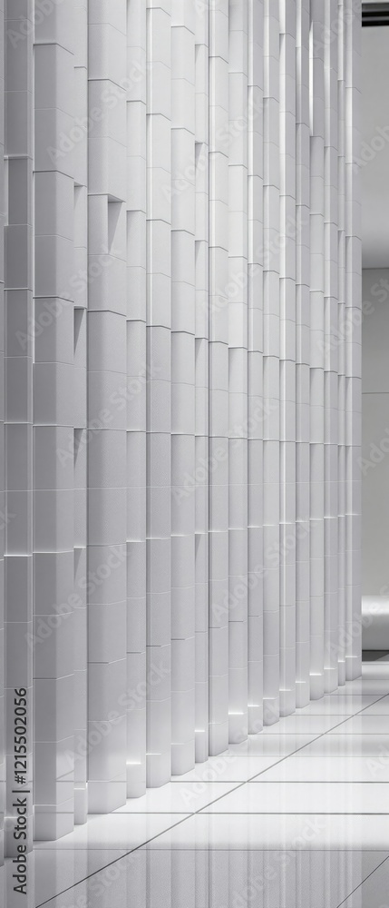 Poster abstract white cube grid on a wall with depth of field effect, artistic, depth of field, grid, depth