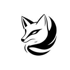 Majestic Fox: A Stunning Black and White Vector Illustration of a Wild Fox. Perfect for nature lovers and graphic designers seeking an elegant design.