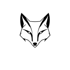 Geometric Fox: Minimalist Black and White Animal Vector Graphic
