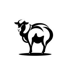 Majestic Sheep: A Stunning Black and White Vector Illustration. Perfect for logos, branding, and farm-related designs.