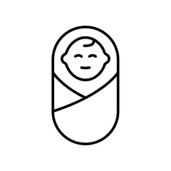 Sleeping baby icon Outline set in black and white color