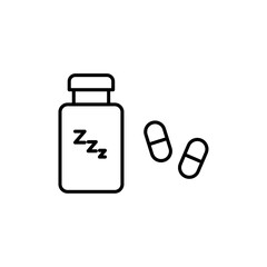Sleeping pills icon Outline set in black and white color