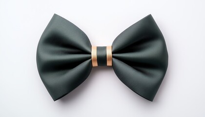 Elegant dark green bowtie with a golden accent, perfect for special occasions, fashion events, and formal wear. Isolated on white background to emphasize its design and color.