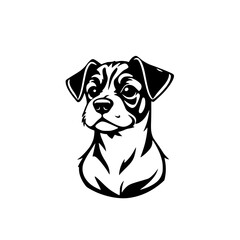 Adorable Puppy Portrait: A Black and White Vector Illustration of a Cute Canine Companion