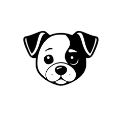 Adorable Puppy Face: Black and White Dog Illustration