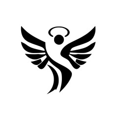 Abstract Angel: A Black and White Celestial Design. This artwork symbolizes spirituality, faith, and hope. Perfect for religious or spiritual projects.