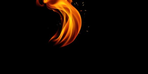A stylized black flame with sparks flying outward in a fluid motion creates a sense of movement and energy, dark fantasy, dynamic movements