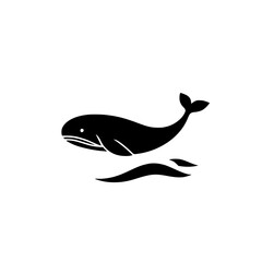 Majestic Whale in the Ocean: A Stunning Black and White Minimalist Vector Illustration