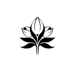 Elegant Black and White Lotus Flower:  A Minimalist Botanical Illustration