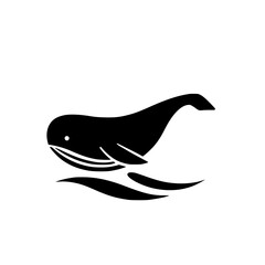 Majestic Whale in the Ocean: A Stunning Black and White Vector Graphic