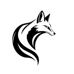 Majestic Fox: Abstract Black and White Animal Design. Perfect for nature lovers, wildlife enthusiasts, and graphic designers seeking an elegant and stylish logo or icon.