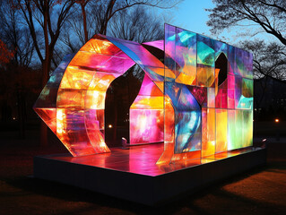 Luminous Rainbow Pavilion: A Vibrant Night Installation