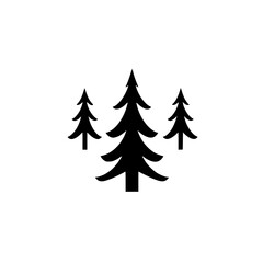 Simple Silhouette of Three Pine Trees: Minimalist Nature Icon, Perfect for Winter Holidays or Nature-Themed Designs