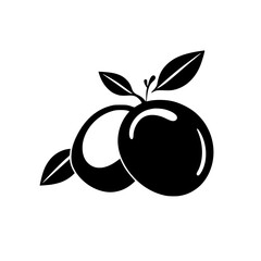 Black and White Illustration of Two Oranges with Leaves. Simple, Minimalist Fruit Design, Perfect for Logos or Food-Related Projects.