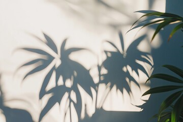 Obraz premium Intricate shadows of leaves create captivating pattern on light