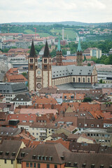 Fototapeta premium Panorama of Wuerzburg opening from Marienberg castle, Germany 