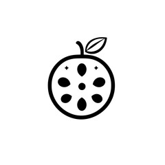Modern Minimalist Fruit Logo Design: Simple Vector Graphic of a Citrus Fruit, Perfect for Health Brands and Fresh Food Businesses.