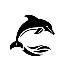 Elegant Dolphin Silhouette: A Stunning Vector Graphic of a Dolphin Leaping Through Ocean Waves. Perfect for logos, designs, and marine-themed projects.