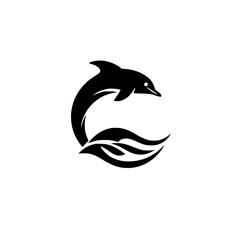 Elegant Dolphin Leaping Through Waves: A Captivating Aquatic Logo Design