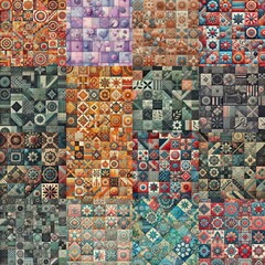 Naklejka premium Creative patchwork tiled backgrounds. AI generated illustration