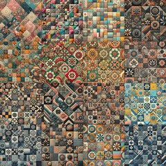 Obraz premium Creative patchwork tiled backgrounds. AI generated illustration